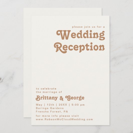 Invitation Plage Retro | Réception de mariage en ivoire (Devant / Derrière)