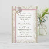 Invitation Plage romantique et Mariage rose dentelle (Debout devant)