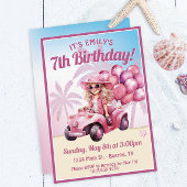 Invitation Plage rose convertible Anniversaire