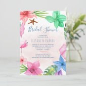 Invitation Plage rose tropicale douche nuptiale (Debout devant)