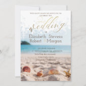 Invitation Plage, Sable, Coquillages Mariage (Devant)
