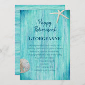 Invitation Plage Sable de bois Dollar Parti de retraite (Devant / Derrière)