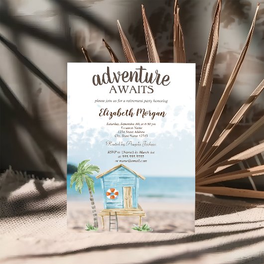 Invitation Plage, Sable, Fête de retraite de la maison de pla
