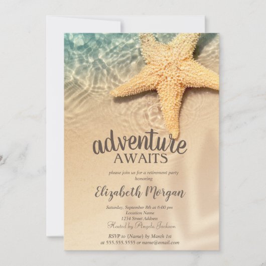Invitation Plage, Sable, Sea Star Retraite Party (Devant)