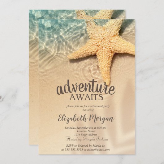 Invitation Plage, Sable, Sea Star Retraite Party (Devant / Derrière)
