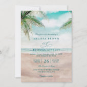 Invitation Plage Sableuse Brise de l'Île Élégant Code QR Mari (Devant)