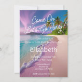 Invitation Plage Scène Allez Faisons la fête Anniversaire (Devant)