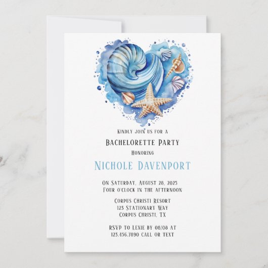 Invitation Plage Scène Starfish Bachelorette Party (Devant)