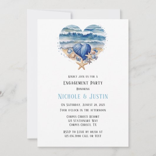 Invitation Plage Scène Starfish Engagement Party (Devant)
