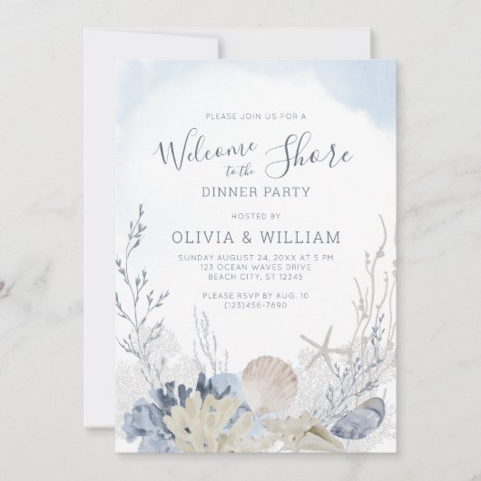 Invitation Plage Seashell Soirée côtière (Devant)