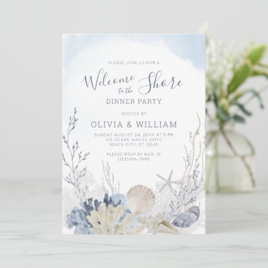 Invitation Plage Seashell Soirée côtière (Debout devant)