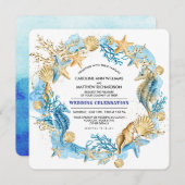 Invitation Plage | Seaside Seashells Mariage (Devant / Derrière)