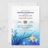 Invitation Plage | Seaside Starfish Mariage aquarelle (Devant)