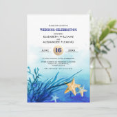 Invitation Plage | Seaside Starfish Mariage aquarelle (Debout devant)