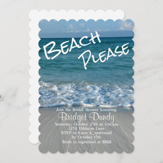 Invitation Plage S'Il Vous Plaît Plage Thème Bridal Douche In (Devant / Derrière)