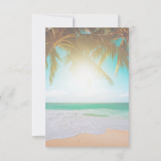 Invitation Plage,Soleil,Palme,Lumières de Chaîne RSVP   (Dos)