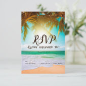 Invitation Plage,Soleil,Palme RSVP  (Debout devant)