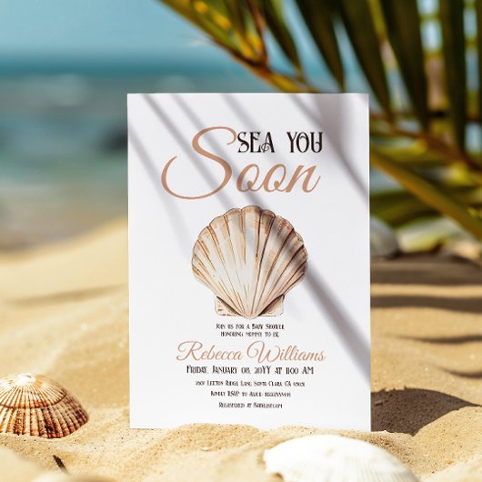 Invitation Plage Sous La Mer Vous Bientôt Baby shower Pearl