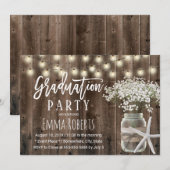 Invitation Plage Starfish Bébé haleine Floral Jar Graduation (Devant / Derrière)