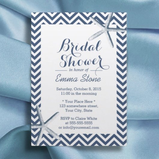 Invitation Plage Starfish Chevron Stripes Fête des mariées