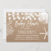 Invitation Plage Starfish Coquillages Rustique Baby shower Kr (Devant)