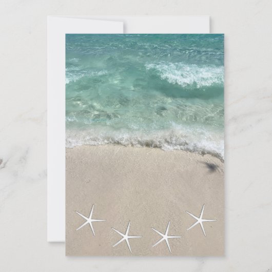 Invitation Plage Starfish Ocean Waves Destination Mariage (Dos)