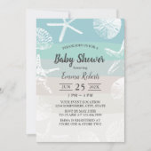 Invitation Plage Starfish & Seashells Baby shower élégant (Devant)