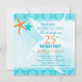 Invitation Plage Starfish Surprise fête d'anniversaire (Devant)