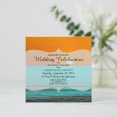 Invitation Plage Sunrise Peinture dans le ciel orange et eau (Debout devant)