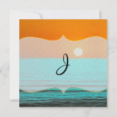 Invitation Plage Sunrise Peinture dans le ciel orange et eau (Dos)