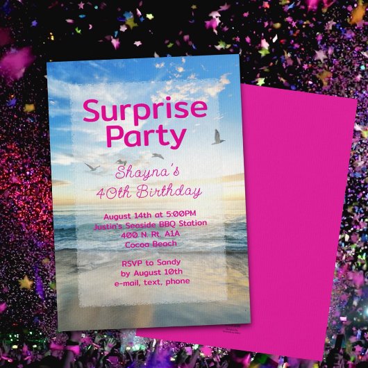 Invitation Plage Sunrise Surprise Anniversaire Fête Invitatio