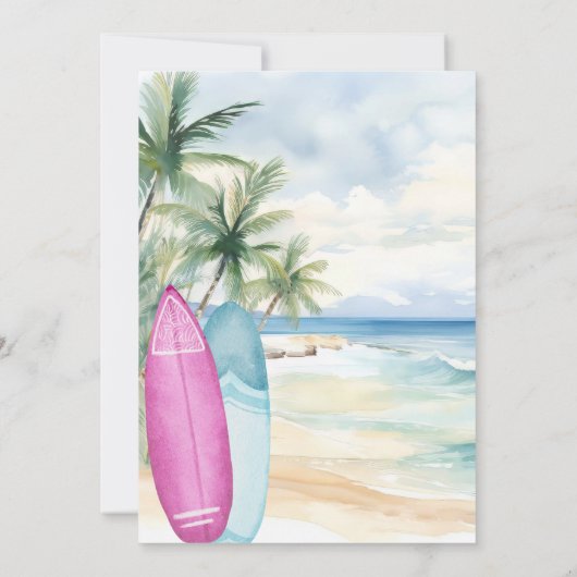 Invitation Plage surf partie de retraite tropicale (Dos)