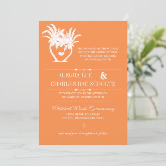 Invitation Plage Tangerine Palm Tree Destination Chalkboard (Debout devant)