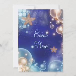 Invitation Plage thème fête étoile bleu