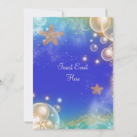 Invitation "Plage thème" mariage élégant fiançailles annivers (Devant)