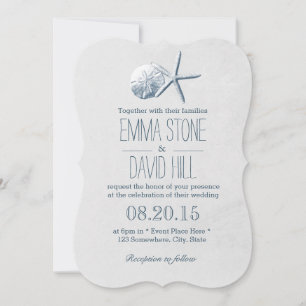 Invitation Plage Thème Starfish & Sand Dollar Mariage