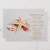 Invitation Plage Thème Starfish Seashell Dîner de répétition (Devant / Derrière)