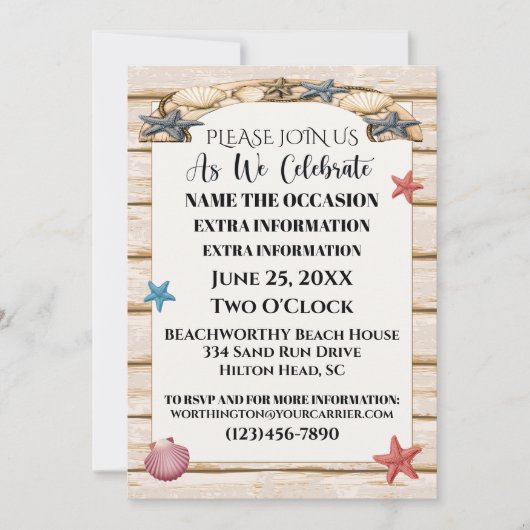Invitation Plage Toutes Occasions Version 3 (Devant)