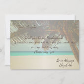 Invitation Plage Tropical, Palm Bridesmaid Card (Dos)