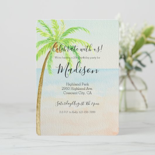 Invitation Plage Tropical Palm Tree (Debout devant)