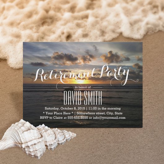 Invitation Plage Tropical Sunset de la Retraite