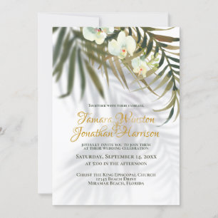 Invitation Plage Tropical Tout En Un Palmiers Ombres Mariage 