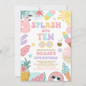 Invitation Plage tropicale 10e fête d'anniversaire (Devant)