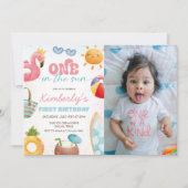 Invitation Plage tropicale 1er anniversaire de fête Photo (Devant)