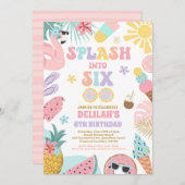 Invitation Plage Tropicale 6 Anniversaire Fête (Devant / Derrière)