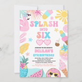Invitation Plage Tropicale 6 Anniversaire Fête (Devant)