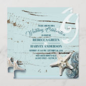 Invitation plage tropicale aqua bleu coquillage étoile de mer (Devant / Derrière)