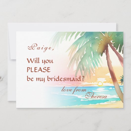 Invitation Plage tropicale aquarelle (Devant)