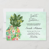 Invitation Plage tropicale Aquarelle florale Sweet 16 (Devant)