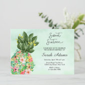 Invitation Plage tropicale Aquarelle florale Sweet 16 (Debout devant)